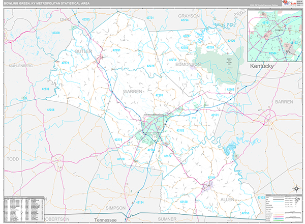 Bowling Green Metro Area Wall Map